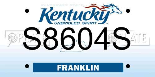 S8604S Kentucky License Plate