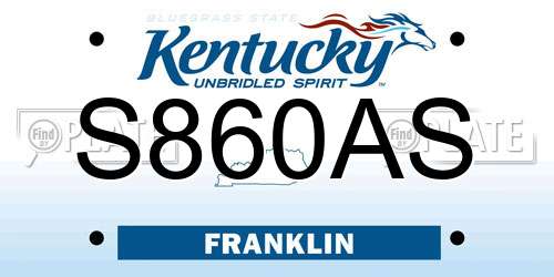 S860AS Kentucky License Plate