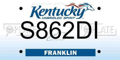 S862DI Kentucky License Plate