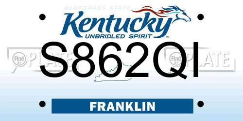 S862QI Kentucky License Plate