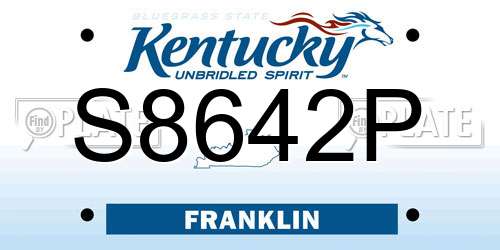 S8642P Kentucky License Plate