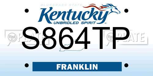 S864TP Kentucky License Plate