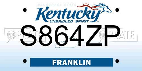 S864ZP Kentucky License Plate