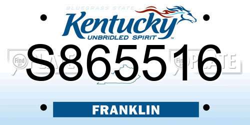 S865516 Kentucky License Plate