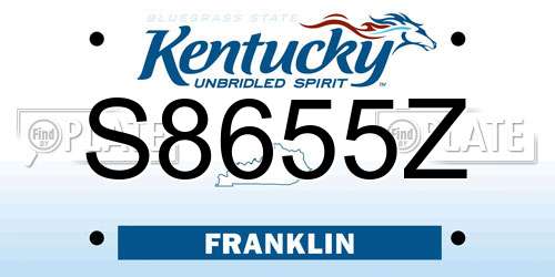 S8655Z Kentucky License Plate