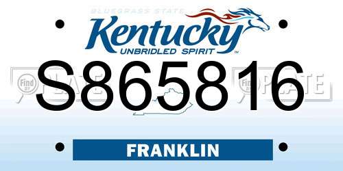 S865816 Kentucky License Plate