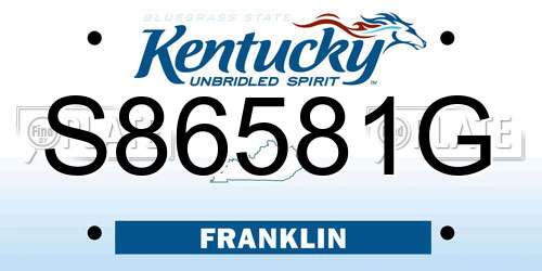 S86581G Kentucky License Plate