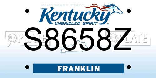 S8658Z Kentucky License Plate