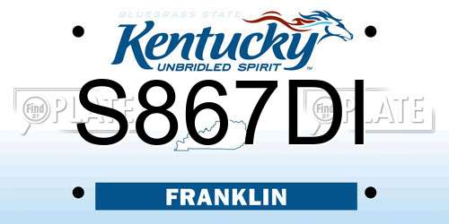 S867DI Kentucky License Plate