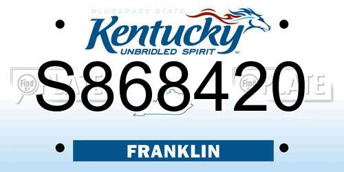 S868420 Kentucky License Plate