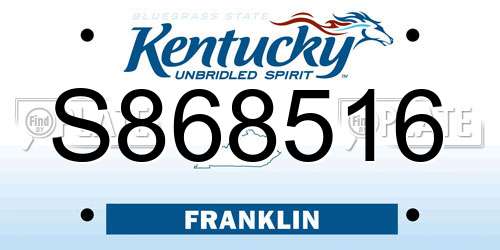 S868516 Kentucky License Plate