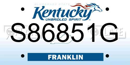 S86851G Kentucky License Plate