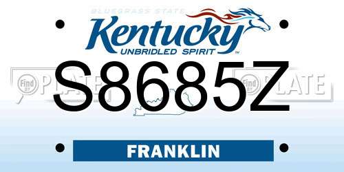 S8685Z Kentucky License Plate