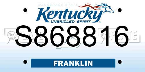S868816 Kentucky License Plate