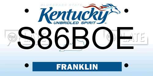S86BOE Kentucky License Plate