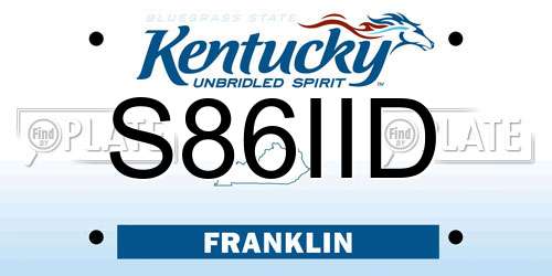 S86IID Kentucky License Plate