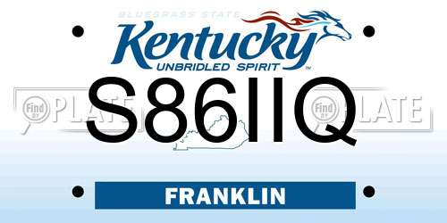 S86IIQ Kentucky License Plate