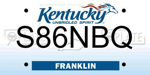 S86NBQ Kentucky License Plate
