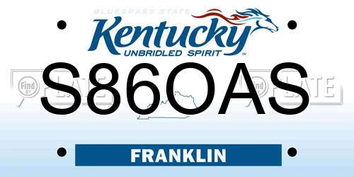 S86OAS Kentucky License Plate