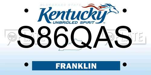 S86QAS Kentucky License Plate