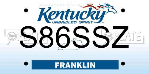 S86SSZ Kentucky License Plate