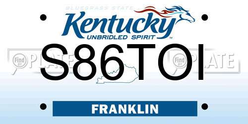 S86TOI Kentucky License Plate