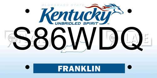 S86WDQ Kentucky License Plate