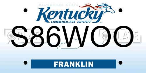 S86WOO Kentucky License Plate