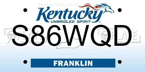 S86WQD Kentucky License Plate
