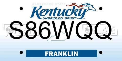 S86WQQ Kentucky License Plate