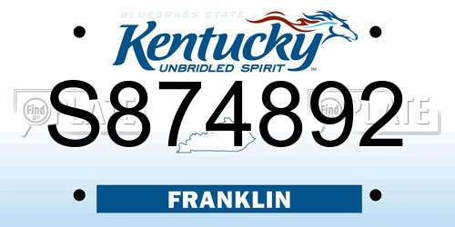 S874892 Kentucky License Plate
