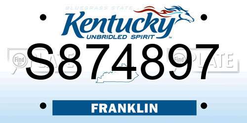 S874897 Kentucky License Plate