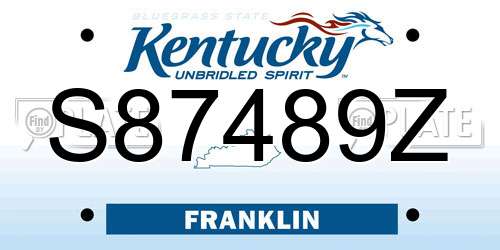 S87489Z Kentucky License Plate