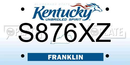 S876XZ Kentucky License Plate