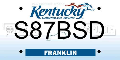 S87BSD Kentucky License Plate