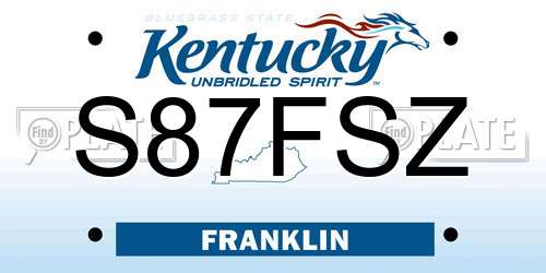 S87FSZ Kentucky License Plate