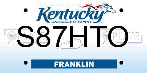 S87HTO Kentucky License Plate