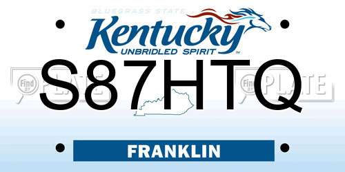 S87HTQ Kentucky License Plate