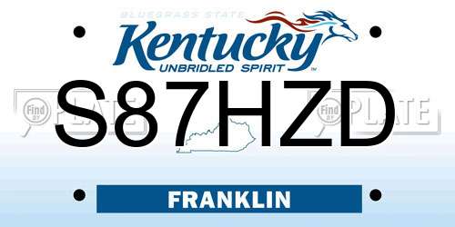 S87HZD Kentucky License Plate