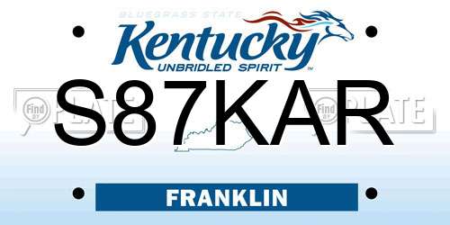 S87KAR Kentucky License Plate