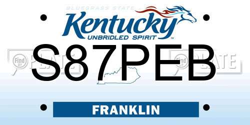 S87PEB Kentucky License Plate