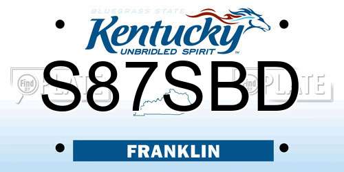 S87SBD Kentucky License Plate
