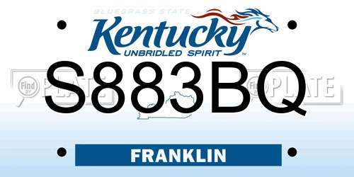 S883BQ Kentucky License Plate