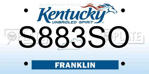 S883SO Kentucky License Plate