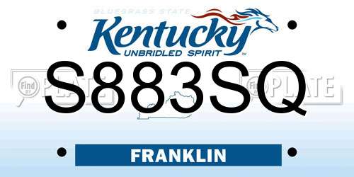 S883SQ Kentucky License Plate