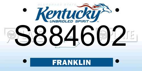 S884602 Kentucky License Plate
