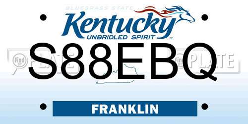 S88EBQ Kentucky License Plate