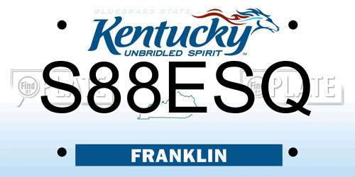 S88ESQ Kentucky License Plate