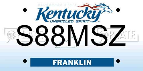 S88MSZ Kentucky License Plate