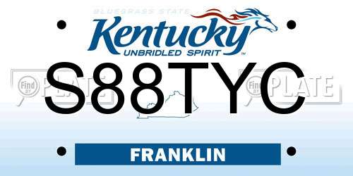 S88TYC Kentucky License Plate